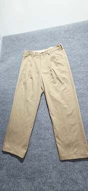 Haggar Pleated Cotton Khaki Chino Pants Beige 32x29